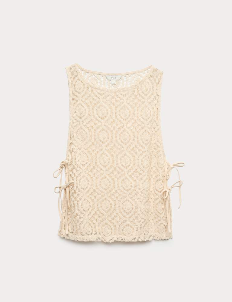 Open Textured Sleeveless Beach Top & Skirt Set 1 of 6