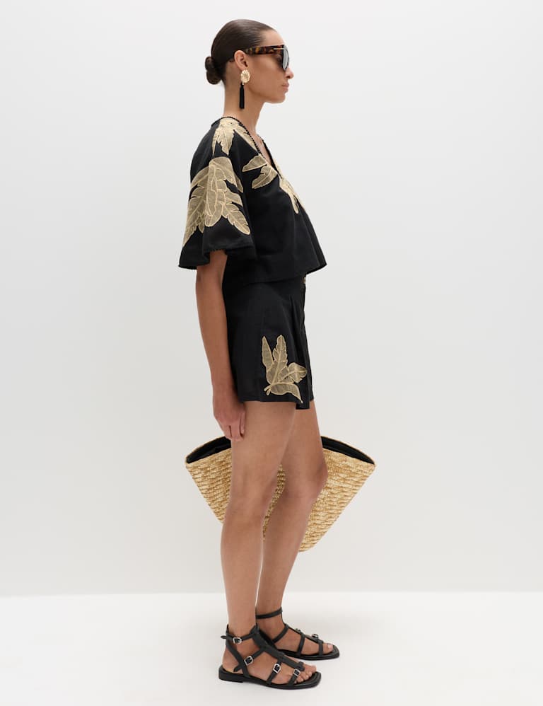 Palm Embroidered Beach Top & Short Set 4 of 6