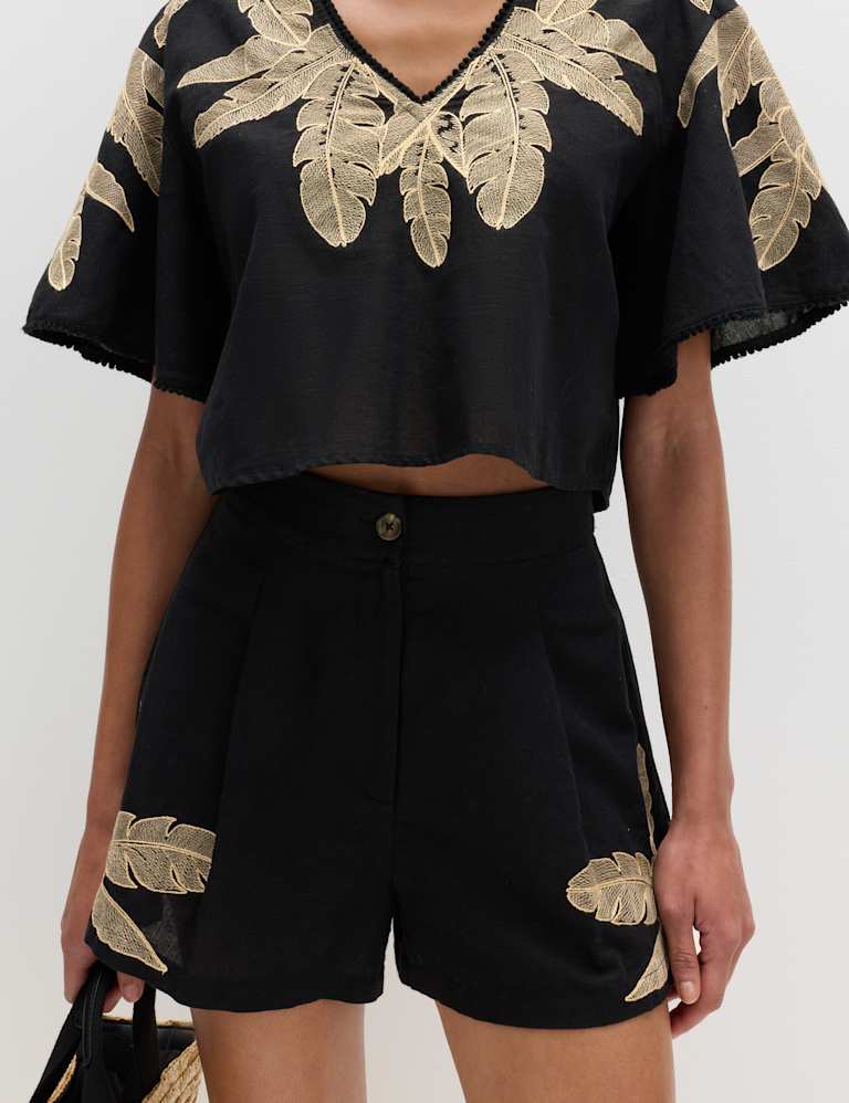 Palm Embroidered Beach Top & Short Set 3 of 6