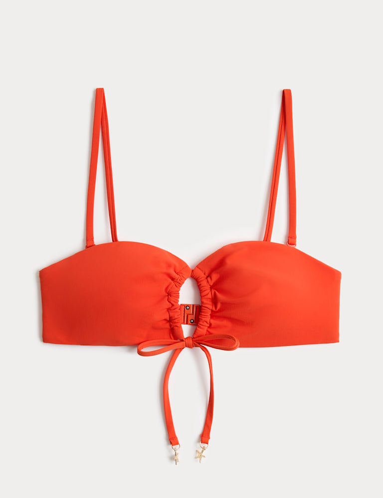 Padded Tie Front Bandeau Bikini Set 1 of 6