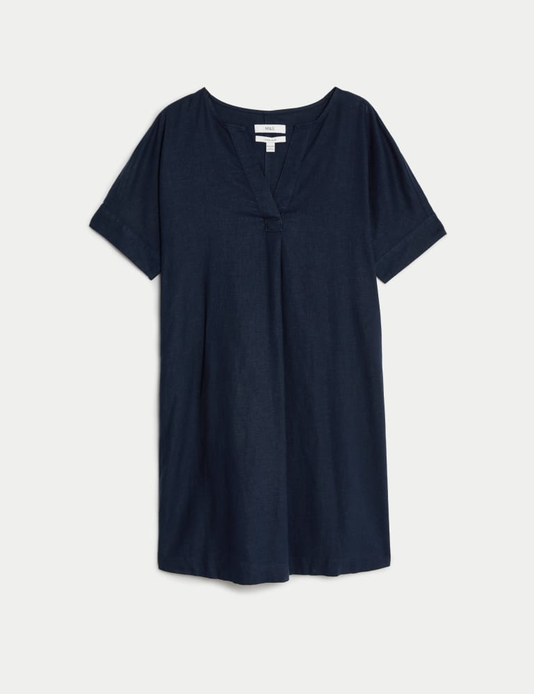 Linen Rich V-Neck Knee Length Shift Dress | M&S Collection | M&S