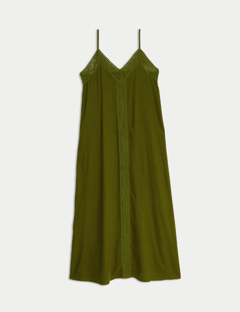 Linen Rich V-Neck Strappy Midaxi Slip Dress | M&S Collection | M&S 