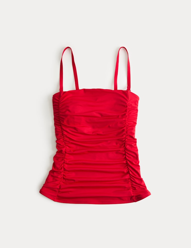 Square Neck Tummy Control Ruched Tankini Set 1 of 6