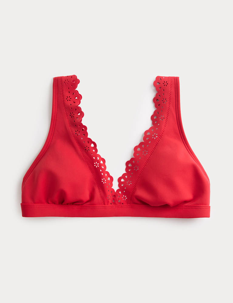 Broderie Trim Sculpt Padded Plunge Bikini Set 1 of 6