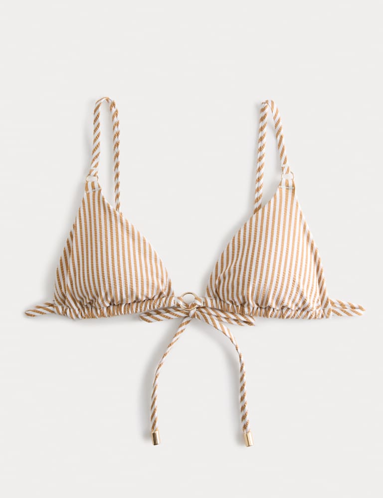 Striped Textured Triangle Padded Bikini Set 1 of 6