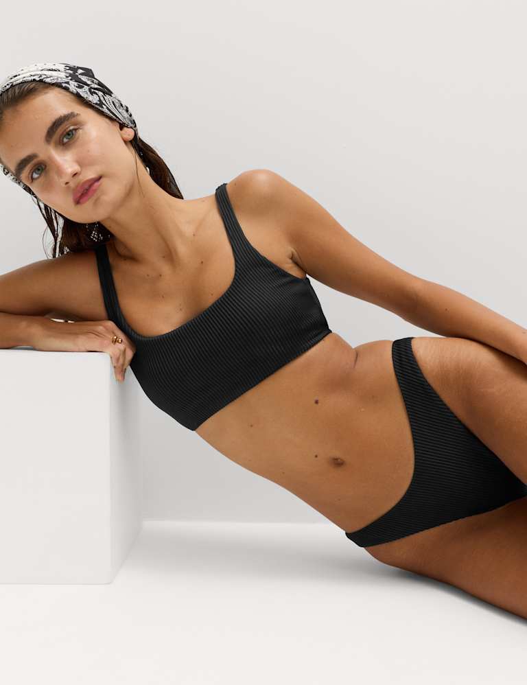 Ribbed Scoop Neck Bikini Set 3 of 6