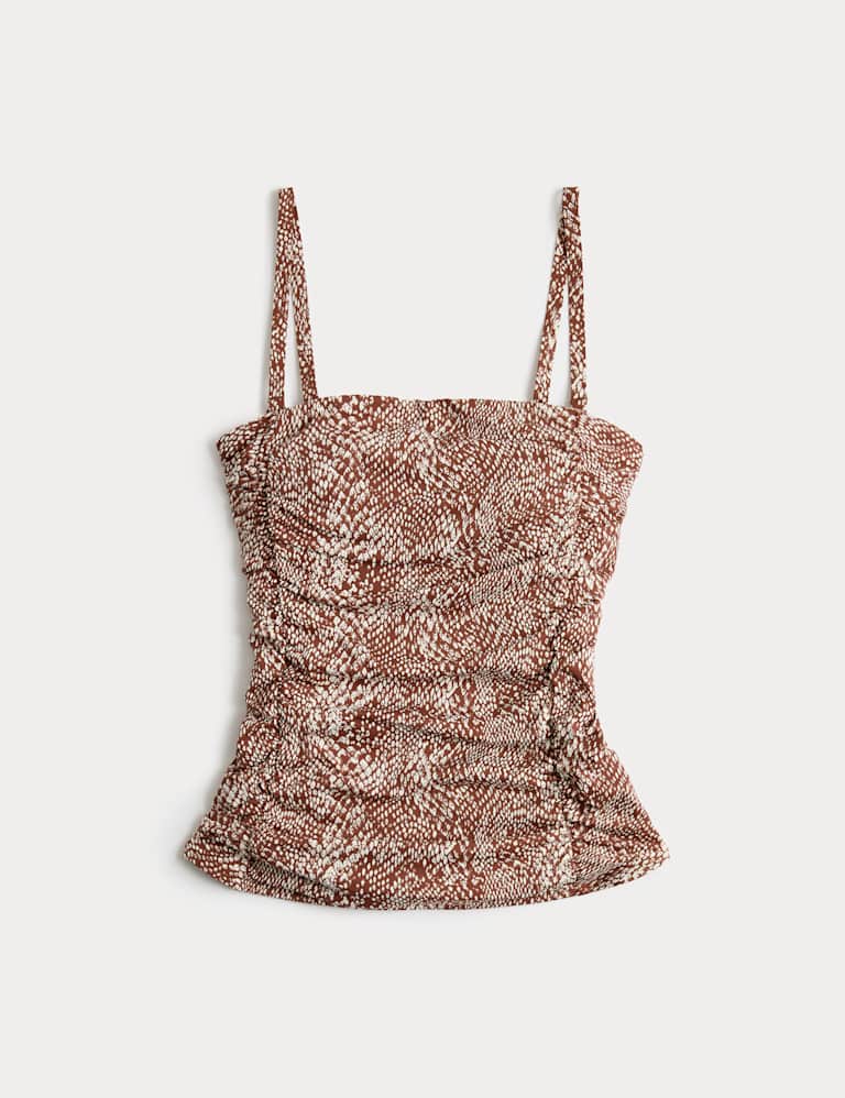 Tummy Control Printed Ruched Tankini Set 1 of 6