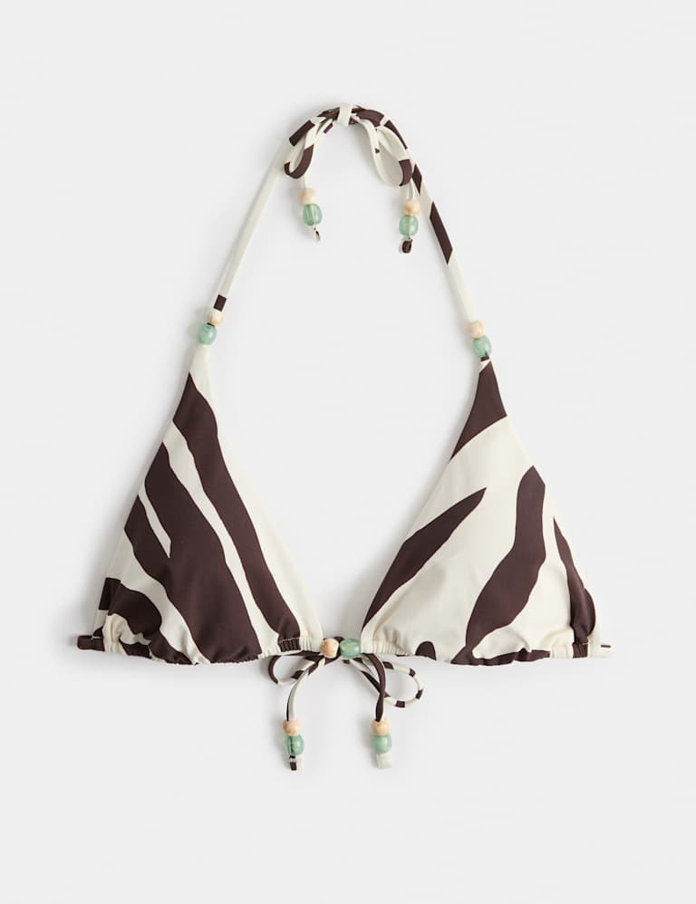 Animal Print Padded Trim Detail Triangle Bikini Set 1 of 6