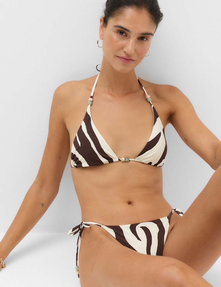 Animal Print Padded Trim Detail Triangle Bikini Set 6 of 6