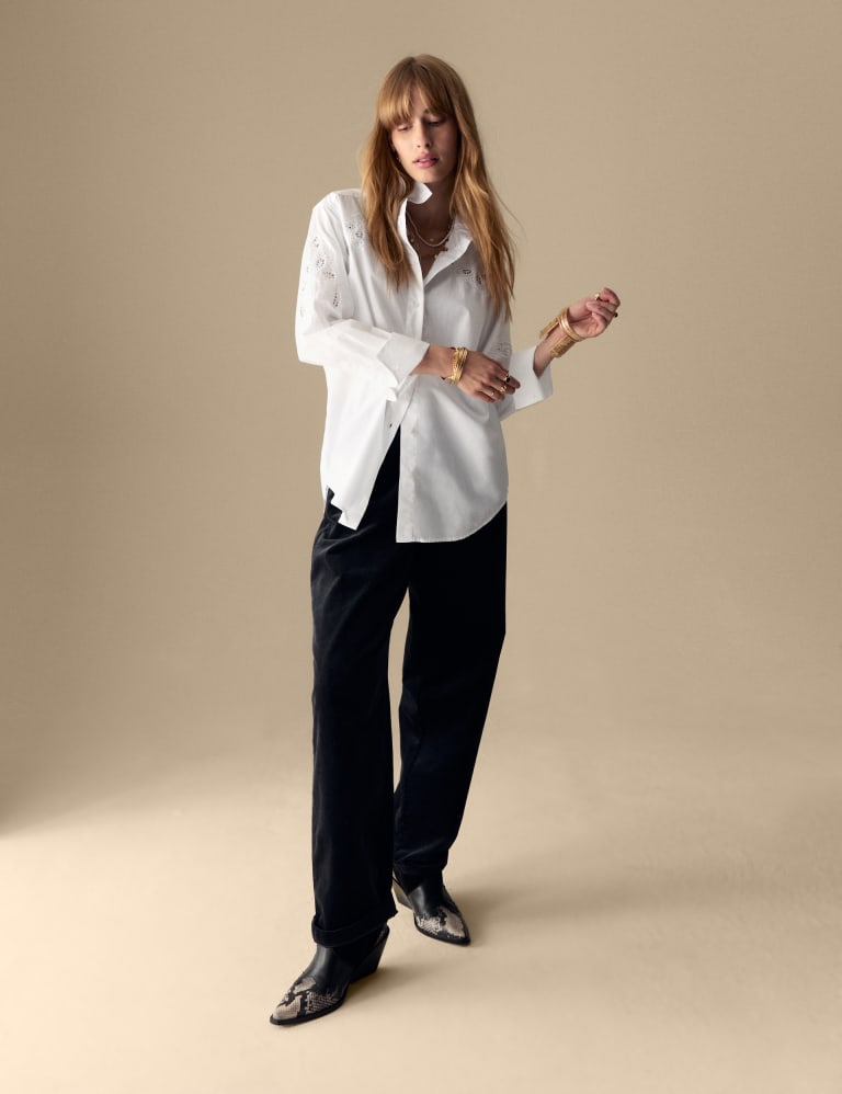 Pure Cotton Embroidered Collared Shirt 3 of 5