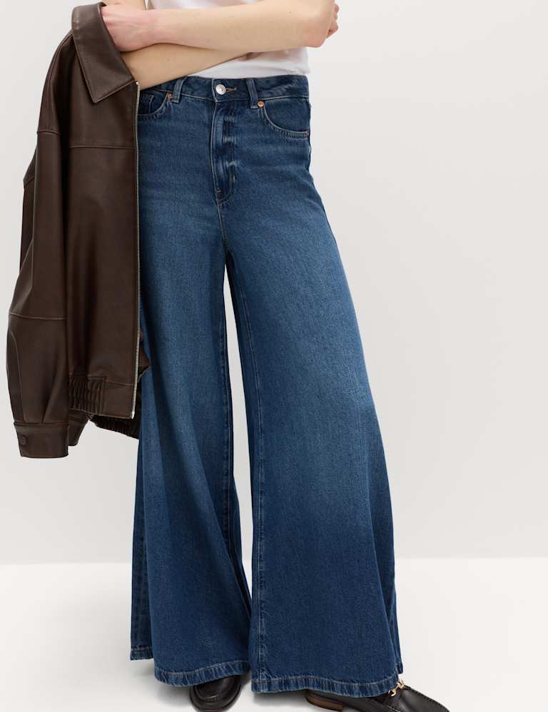 Lyocell™ Blend Wide Palazzo Leg Jeans | M&S Collection | M&S