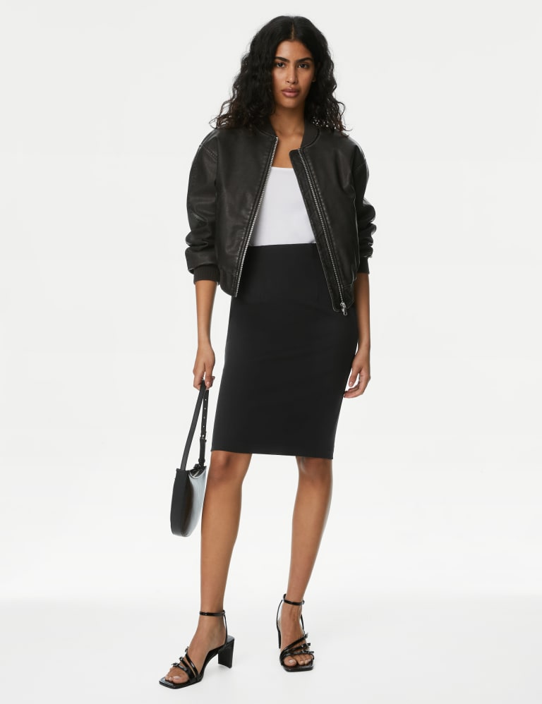 Jersey Knee Length Pencil Skirt 1 of 5