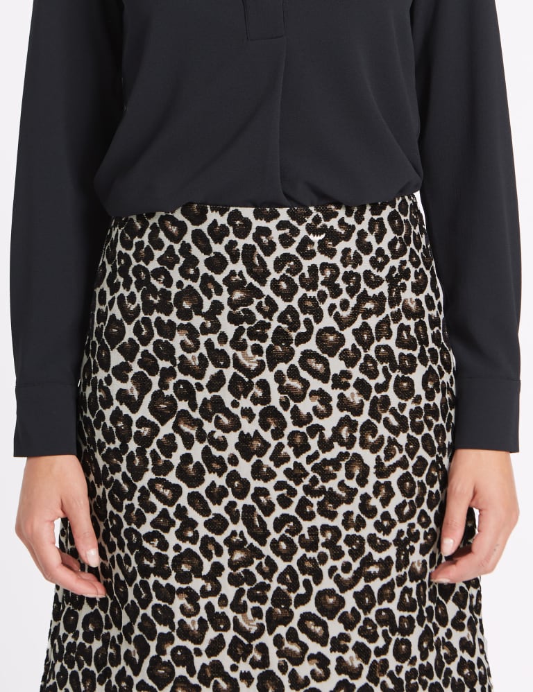 Cotton Blend Animal Print A Line Mini Skirt M S Collection M S IE