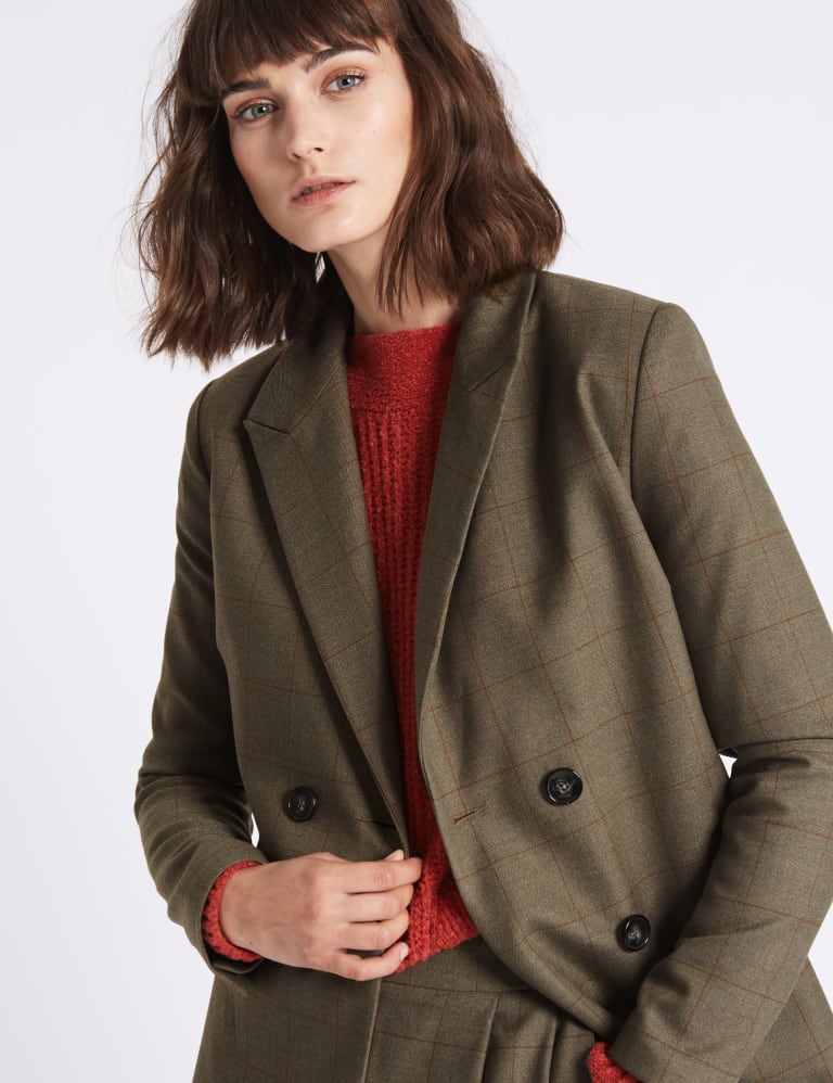 Checked Double Breasted Boyfriend Blazer Limited Edition M S IE