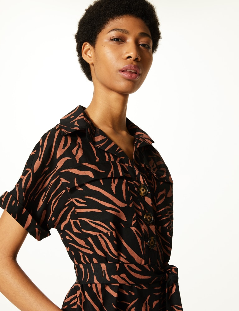 Animal print shirt midi dress deals