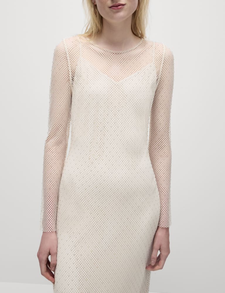 Mesh Embellished Midaxi Column Dress 5 of 8