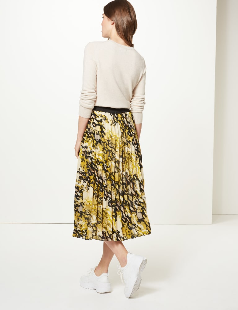 Animal Print Pleated Midi Skirt M S Collection M S IE