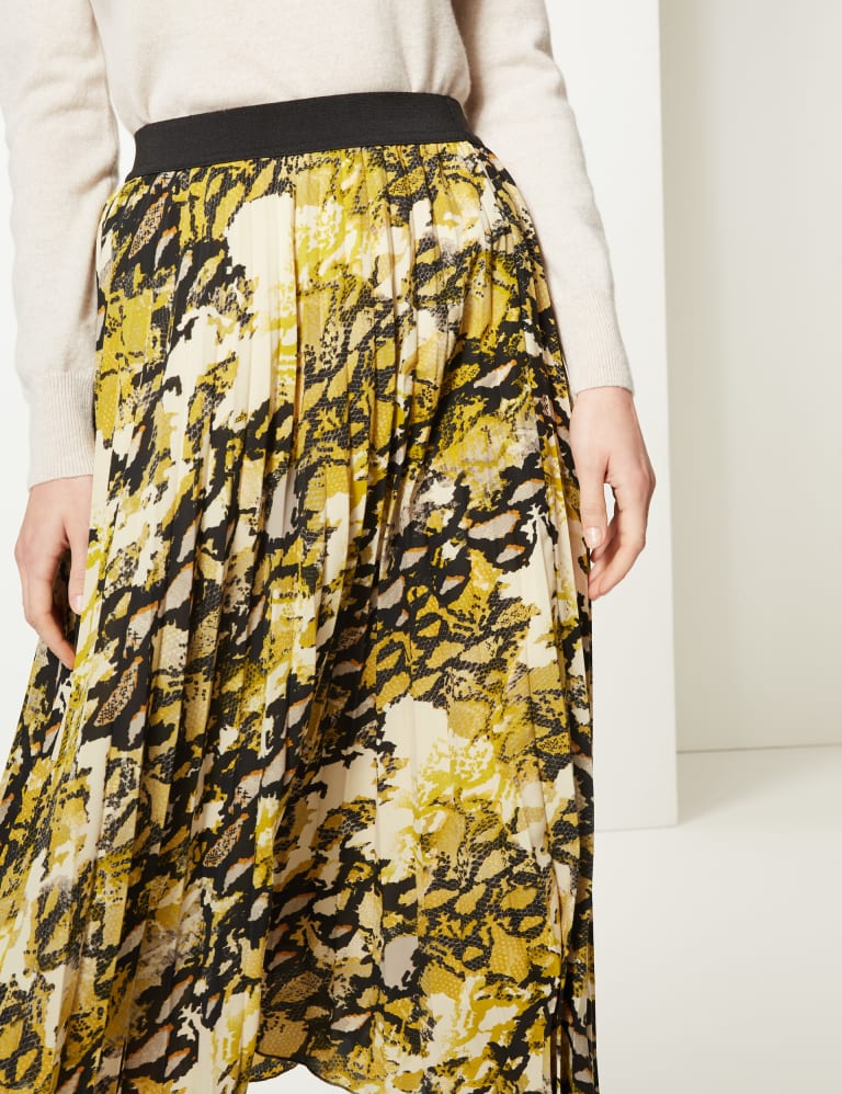 Animal Print Pleated Midi Skirt M S Collection M S IE