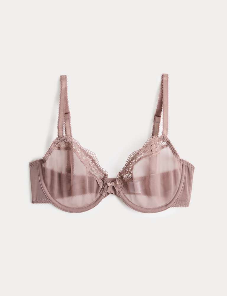 Jasmine Lace Sheer Wired Demi Cup Bra Set A-E 2 of 6