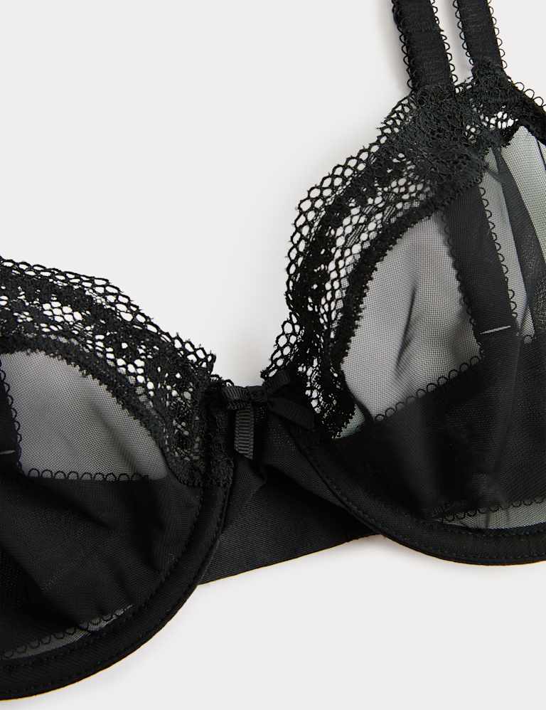 Jasmine Lace Sheer Wired Demi Cup Bra Set A-E 4 of 6