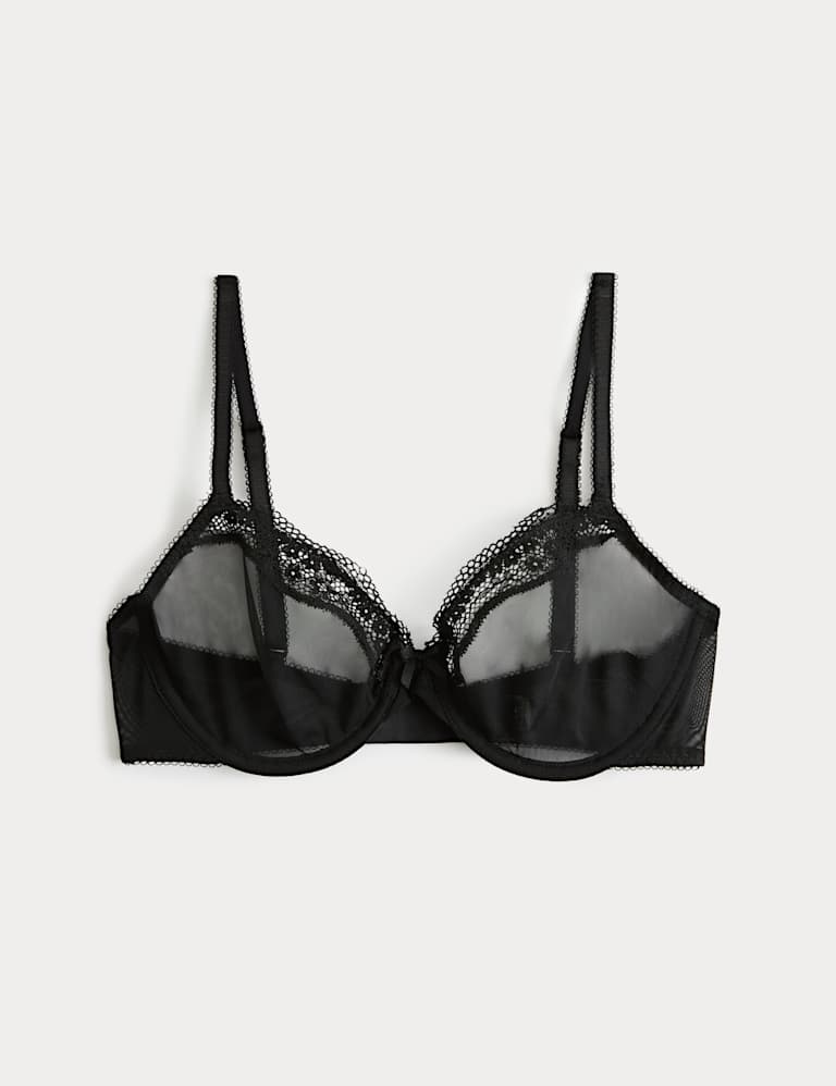 Jasmine Lace Sheer Wired Demi Cup Bra Set A-E 2 of 6