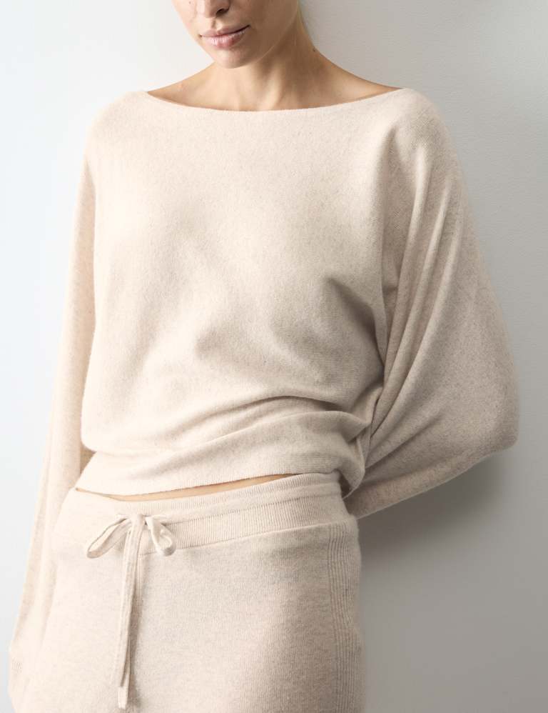 Merino Wool Blend Pyjama Top with Cashmere & Bottom Set 4 of 6