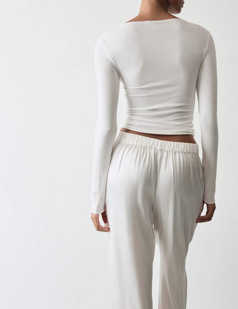 Sheer Pyjama Top with Cashmere & Bottom Set 5 of 6