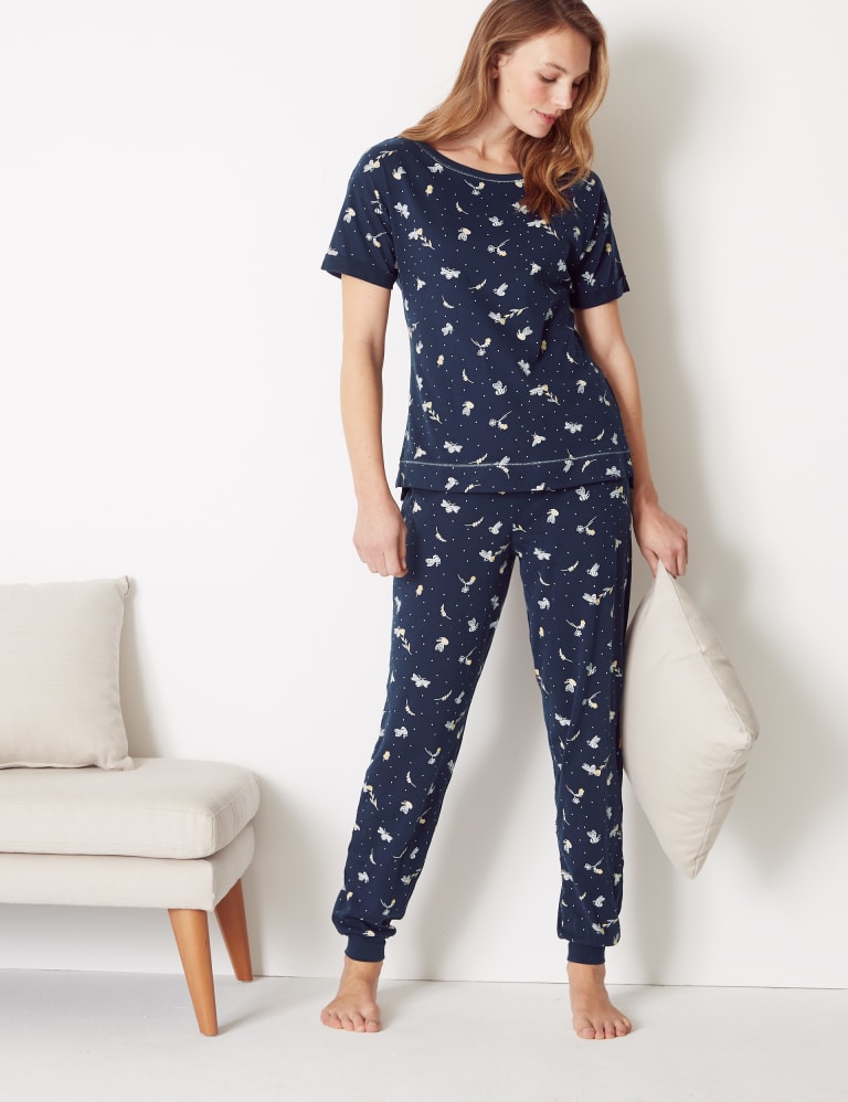 Pure Cotton Bee Cuffed Hem Pyjama Set M S Collection M S IE