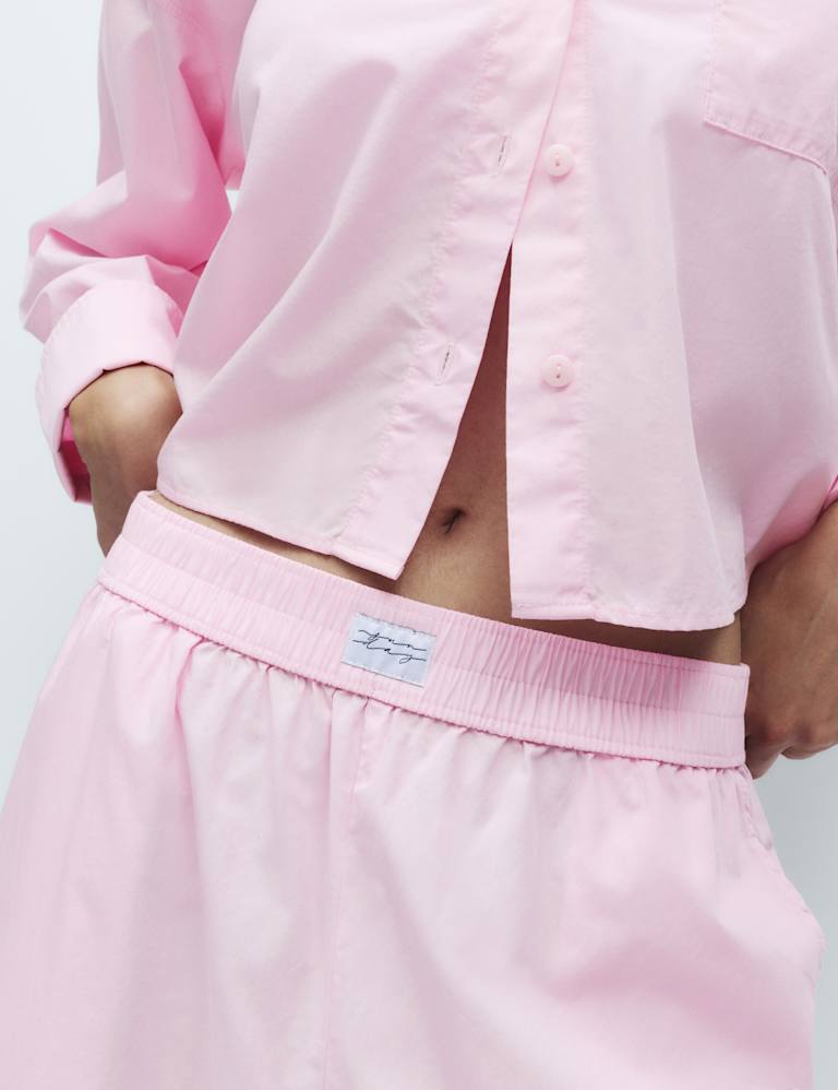 Pure Cotton Cropped Pyjama Shirt Set 5 of 6