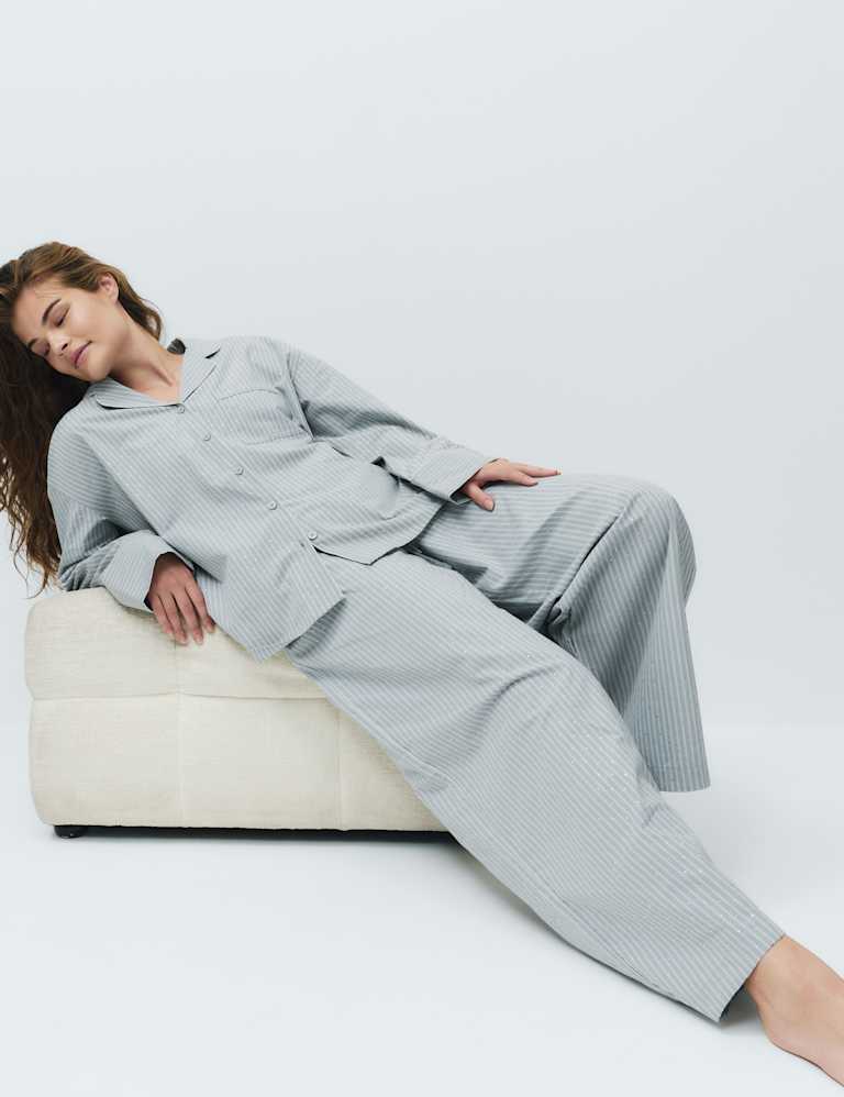 Pure Cotton Embellished Pyjama Shirt & Bottom Set 4 of 6