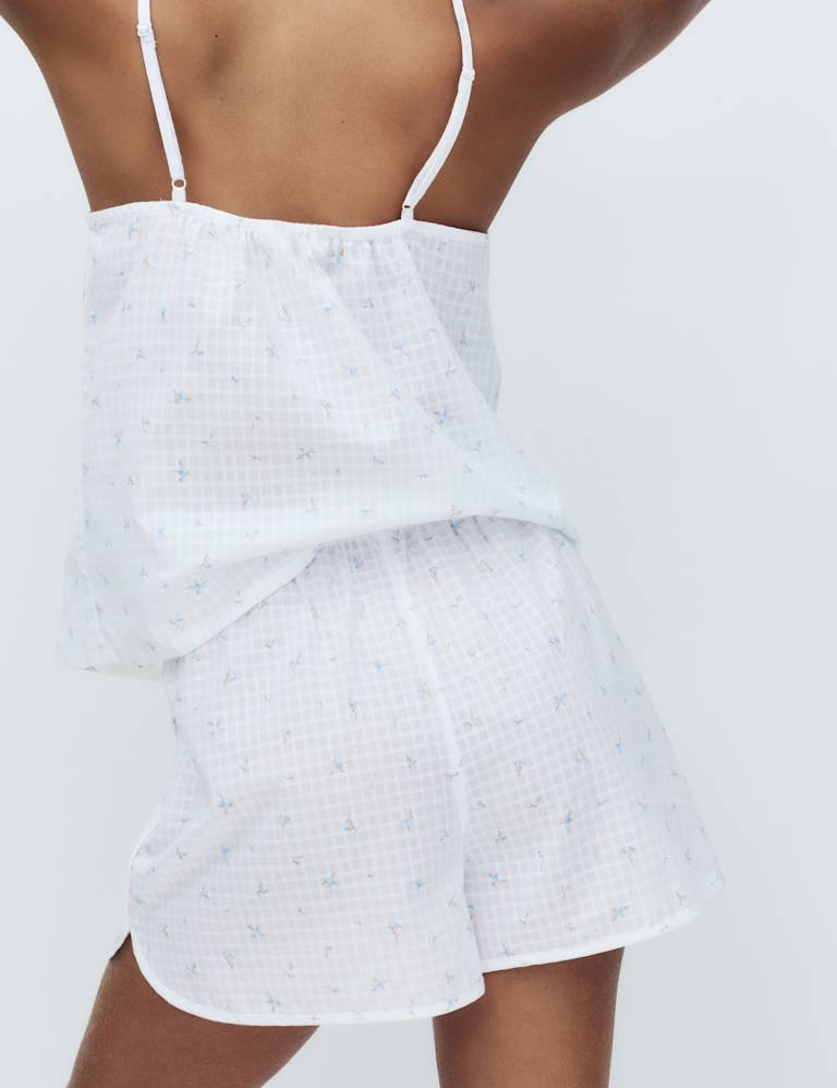 Pure Cotton Dobby Grid Ditsy Print Cami Top Set 5 of 6