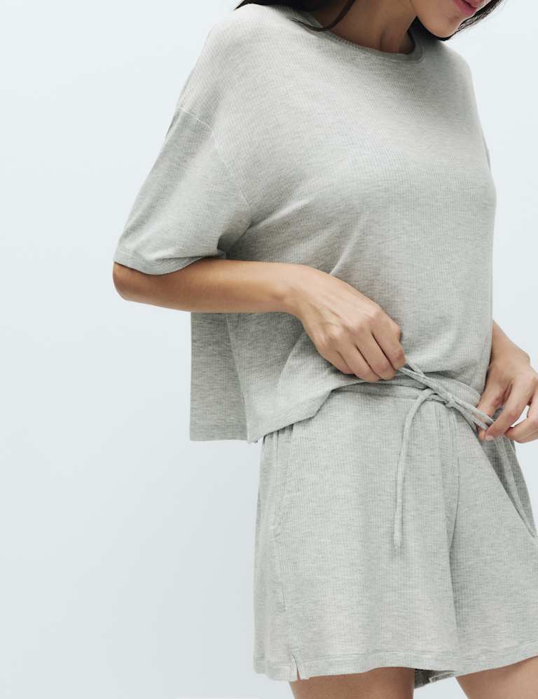 Modal Rich Ribbed Cami Pyjama Top Set 4 of 6
