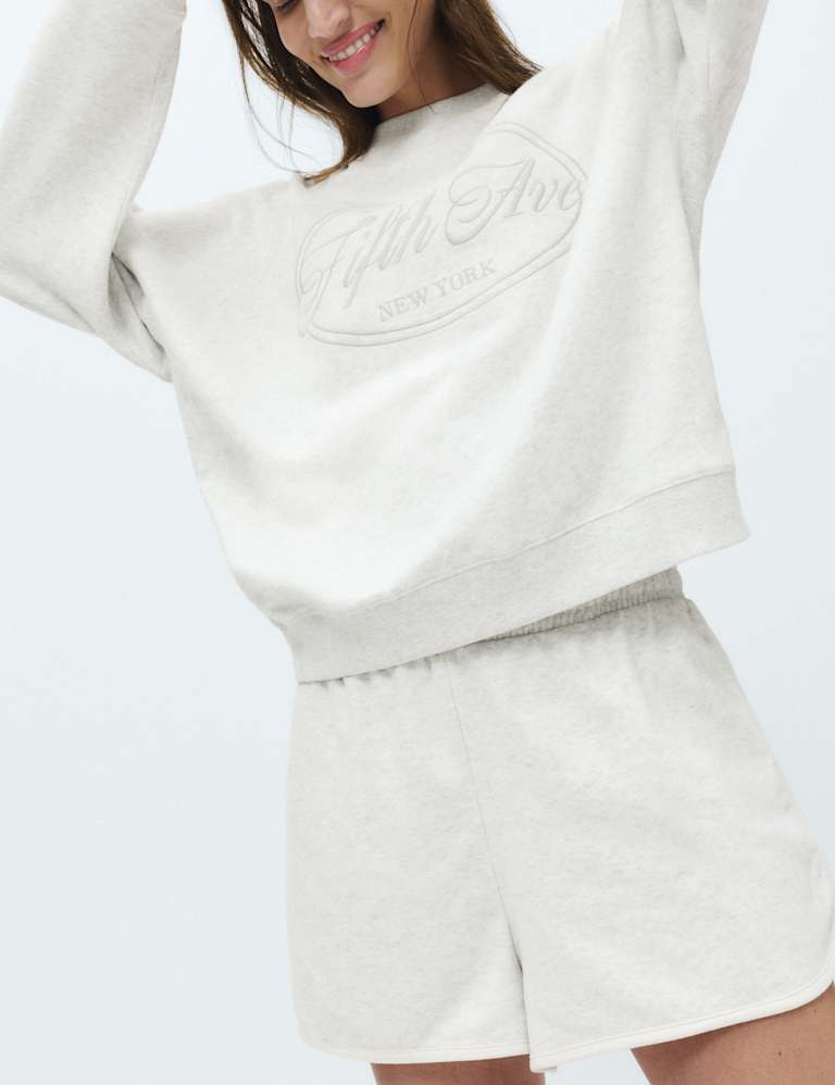 Cotton Rich Embroidered Loopback Sweatshirt & Bottom Set 4 of 5