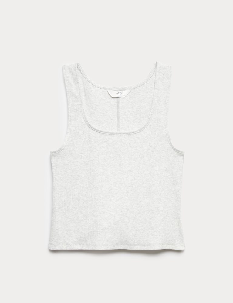 Cotton Rich Ribbed Pyjama Vest & Short Set 1 of 6