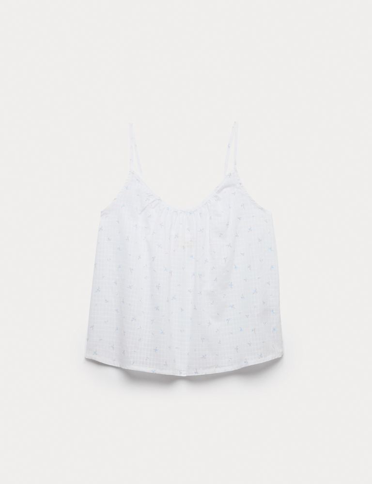 Pure Cotton Dobby Grid Ditsy Print Cami Top Set 1 of 6