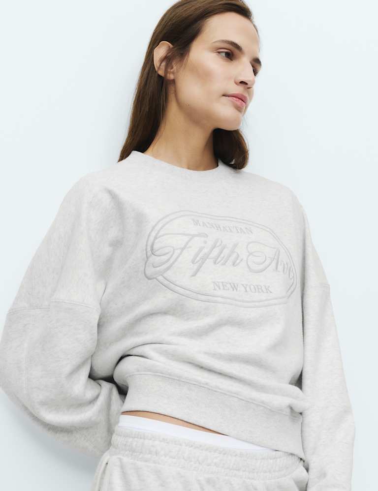 Cotton Rich Embroidered Loopback Sweatshirt & Bottom Set 5 of 5