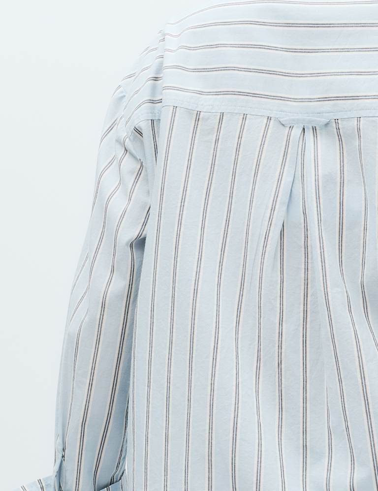 Pure Cotton Striped Pyjama Shirt & Bottom Set 5 of 6