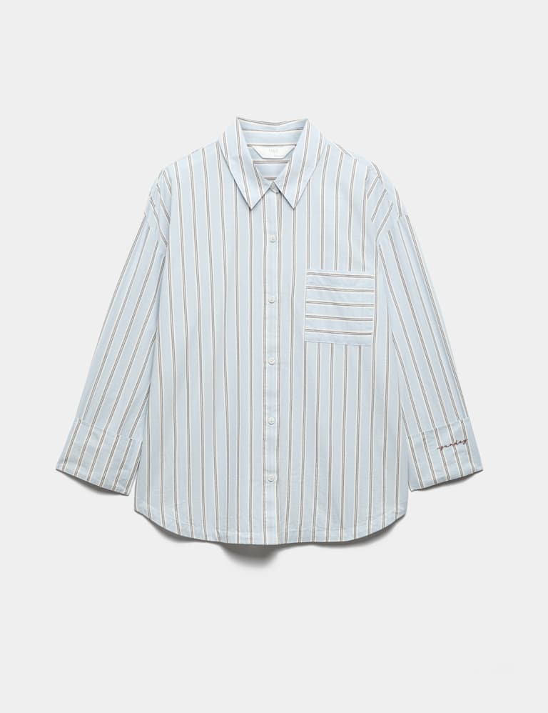 Pure Cotton Striped Pyjama Shirt & Bottom Set 1 of 6