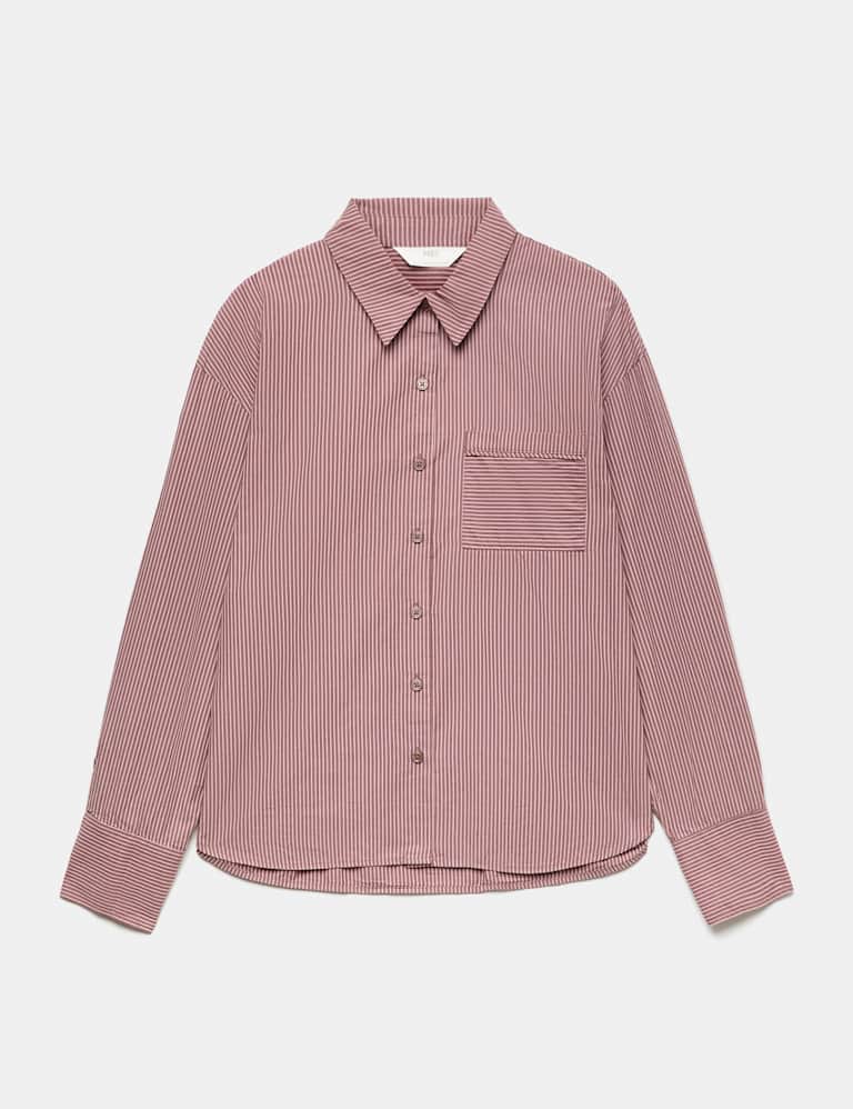 Pure Cotton Poplin Striped Pyjama Shirt & Bottom Set 1 of 6