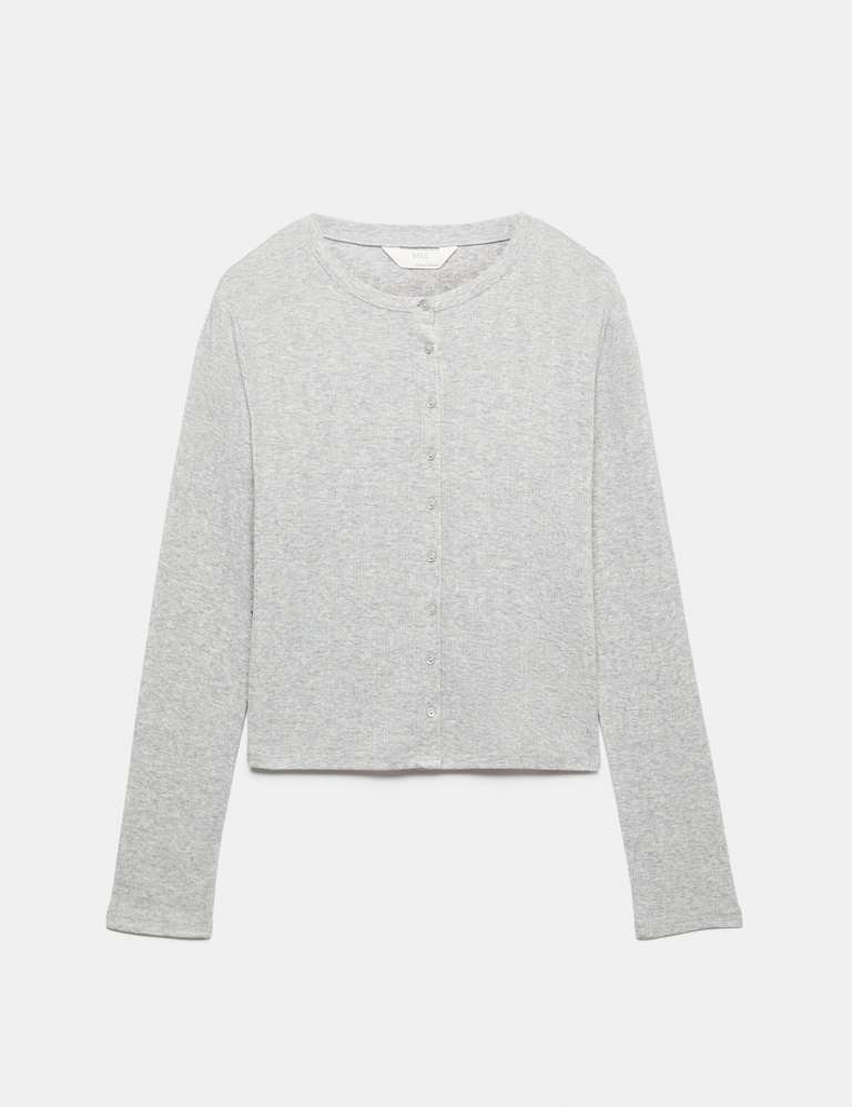 Cotton Blend Pointelle Lounge Cardigan & Bottom Set 1 of 6