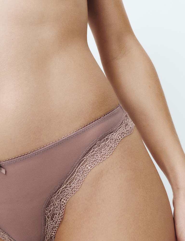 Jasmine Lace Sheer Wired Demi Cup Bra Set A-E 4 of 6