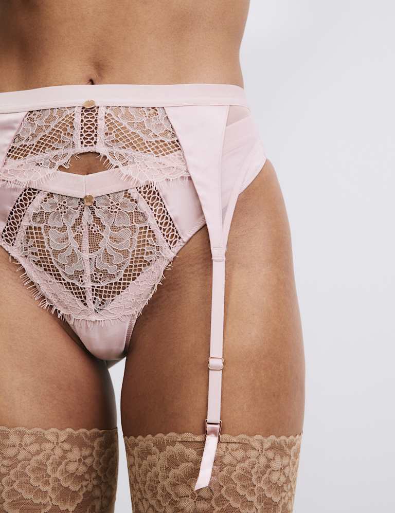 Saffron Satin & Lace Suspender Set 5 of 9