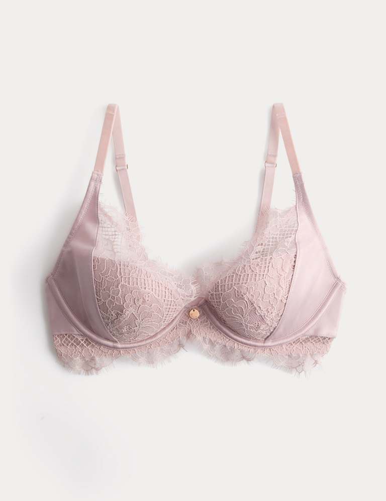 Saffron Satin & Lace Wired Plunge Bra Set A-E 2 of 6