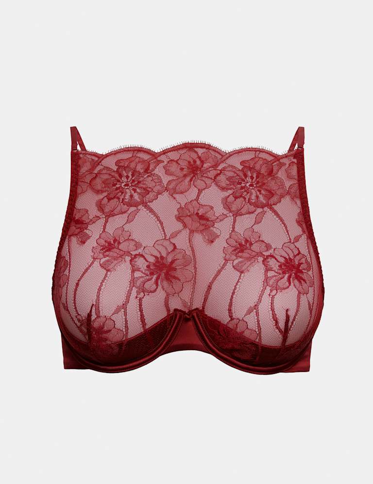Belle Lace High Neck Quarter Cup Balcony Bra Set A-E 2 of 6