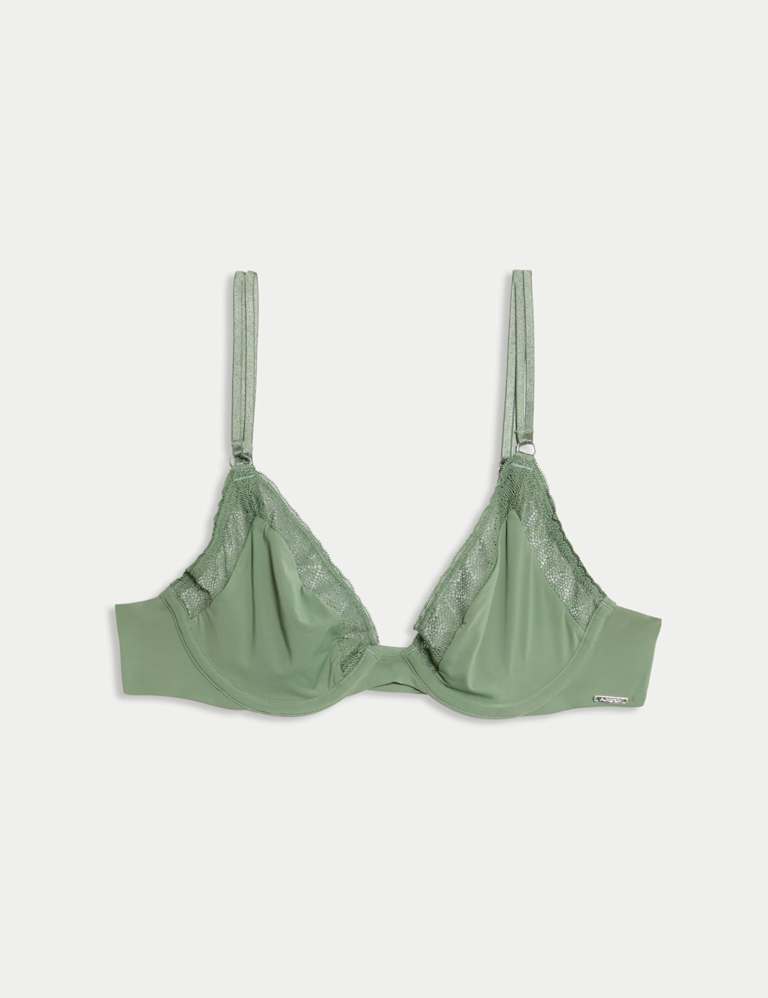Boston Microfibre Lace Trim Wired PlungeBra Set 2 of 6