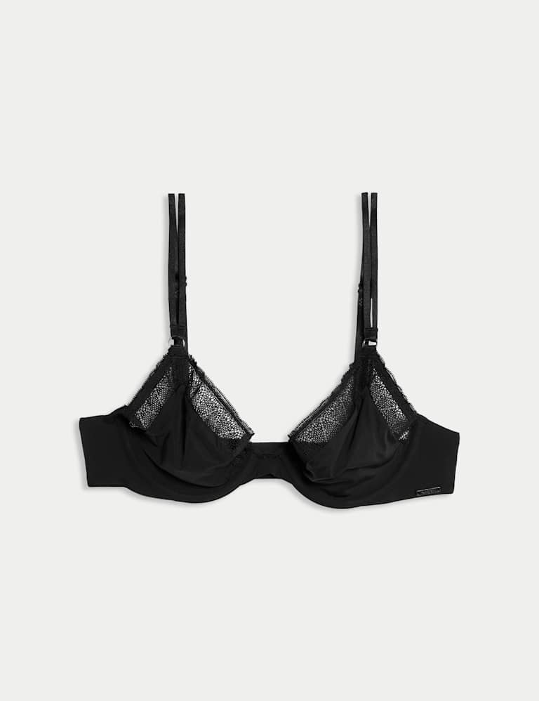 Boston Microfibre Lace Trim Wired Plunge Bra Set 2 of 6