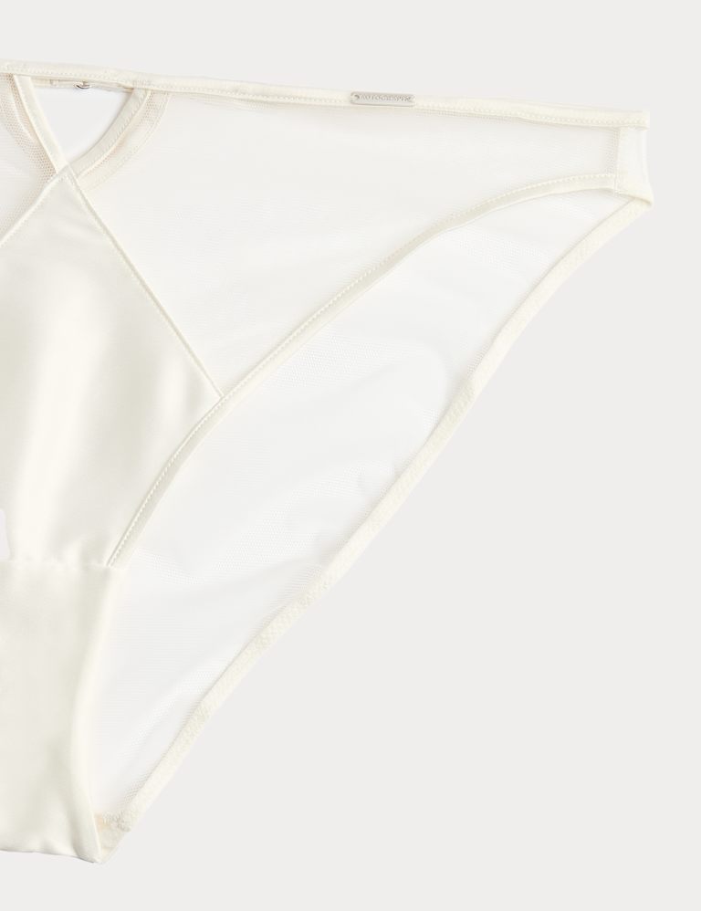 Black Label Satin & Mesh Wired Demi Cup Bra Set A-DD 5 of 6