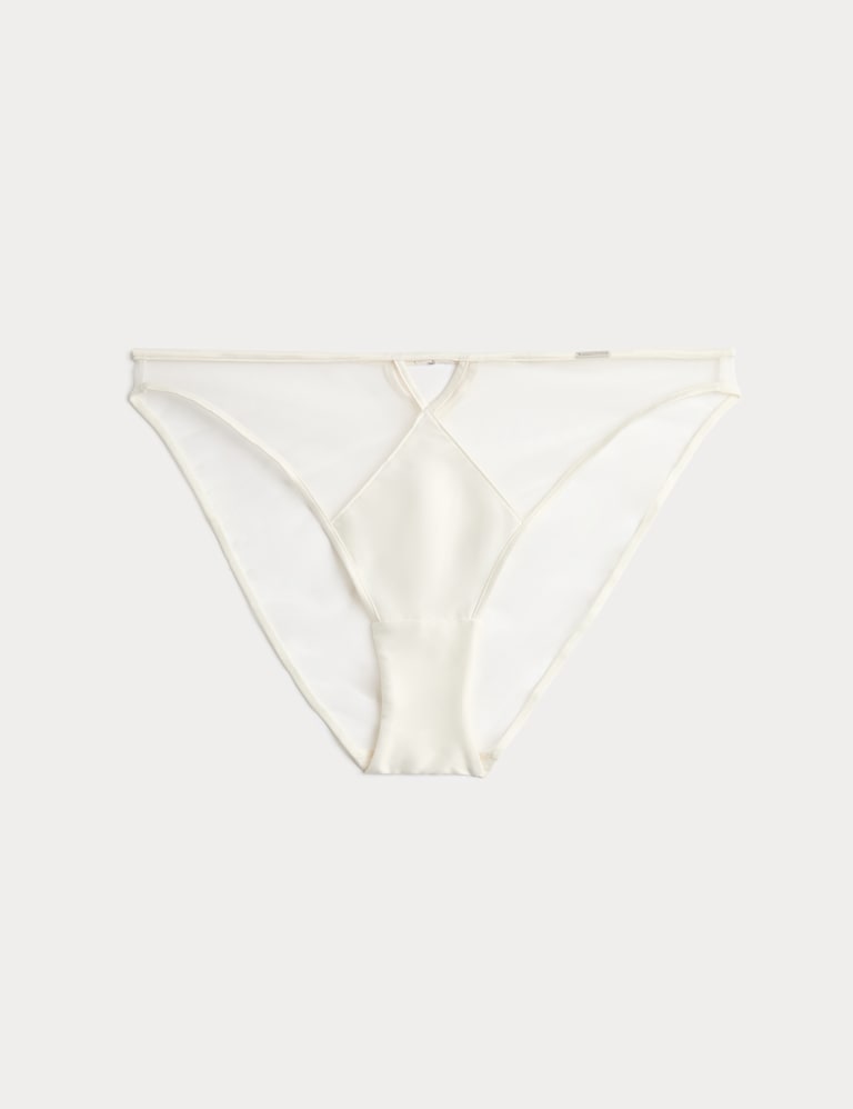 Black Label Satin & Mesh Wired Demi Cup Bra Set A-DD 3 of 6