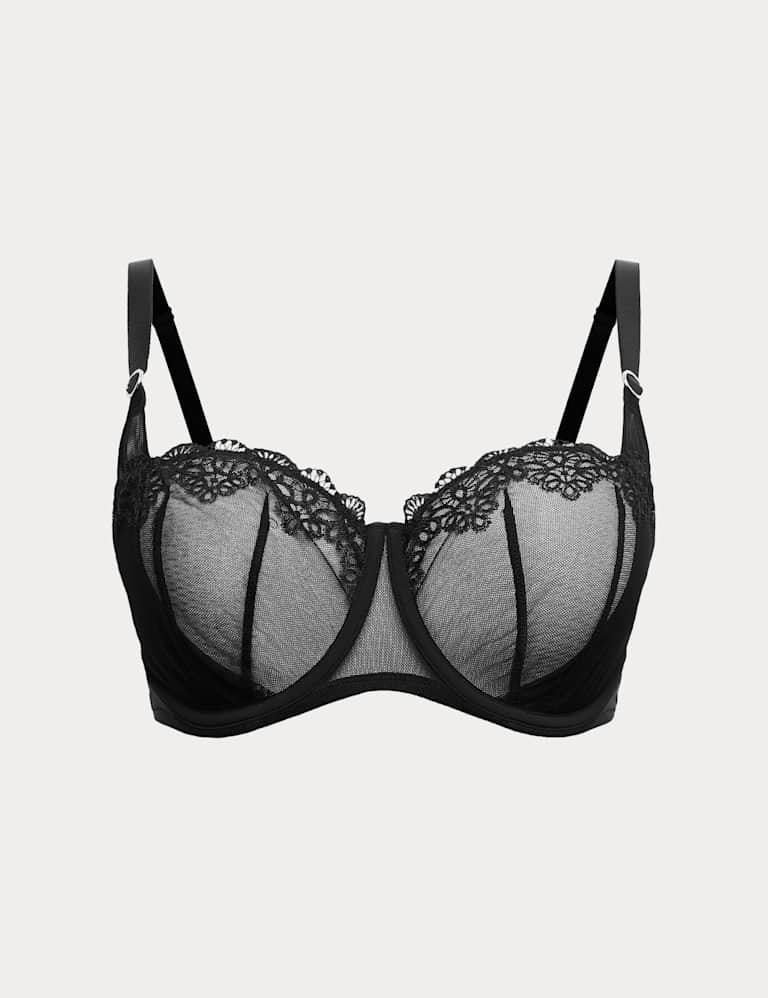 Seoul Embroidery Mesh Wired Balcony Bra Set F-H 2 of 6