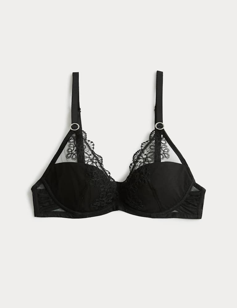Seoul Mesh Embroidery Wired Plunge Bra Set A-E 2 of 6